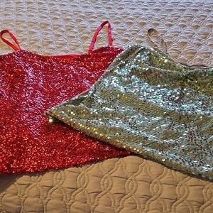 2 Lane Bryant Red and Silver Sequin Tank Tops